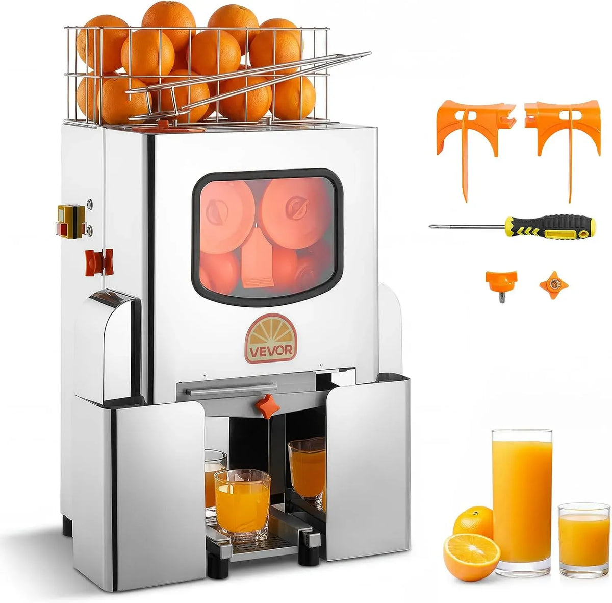 VEVOR Extracteur de jus, 120 W, professionnel, restaurant, Presse Orange Semi-automatique 120 W, Pour Bar à Jus Restaurant Supermarché Bureau