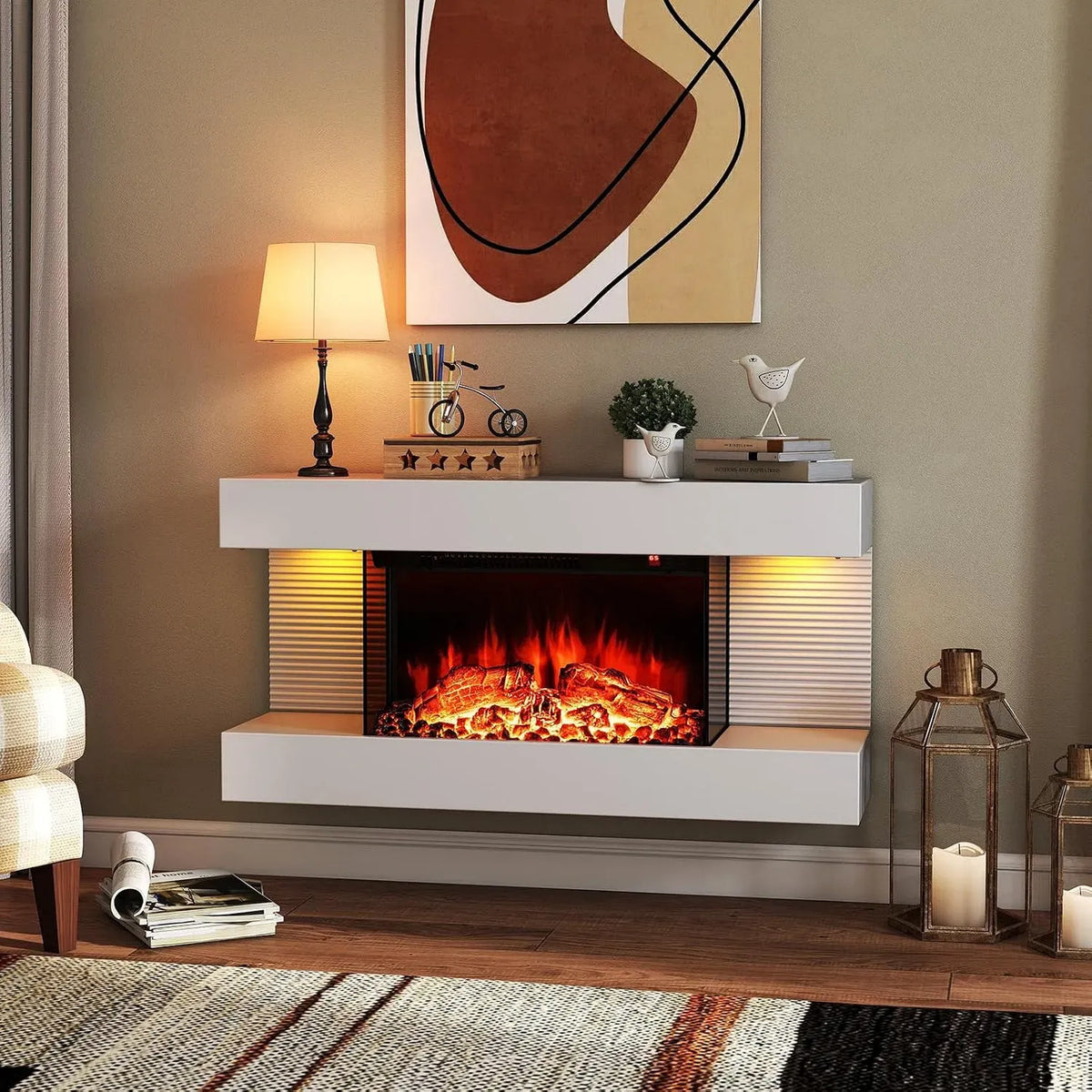 Ustensile de cuisson RELAX4LIFE 750W/1500W, 750 W, 1500 W, Cheminée Électrique Murale avec Effet Flamme LED, Chauffage 17-28°, 37㎡