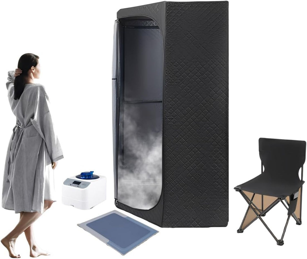 Sauna vapeur portable: avec télécommande, avec chauffage, format portable, usage à domicile, 1350 W, 3 l, 9 niveau x