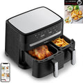 Moulinex XXL 8 Friteuse à air chaud, 3 L, 7 programmes, pose libre, acier inoxydable, 2 tiroirs indépendants pour cuire deux plats simultanément