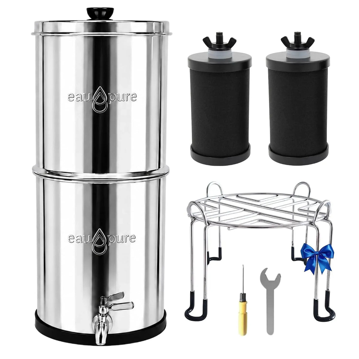 Filtre, système de filtration d'eau potable, 8,5 L, tactile, acier inoxydable, Maison en Inox avec 2 Cartouches au Ch
