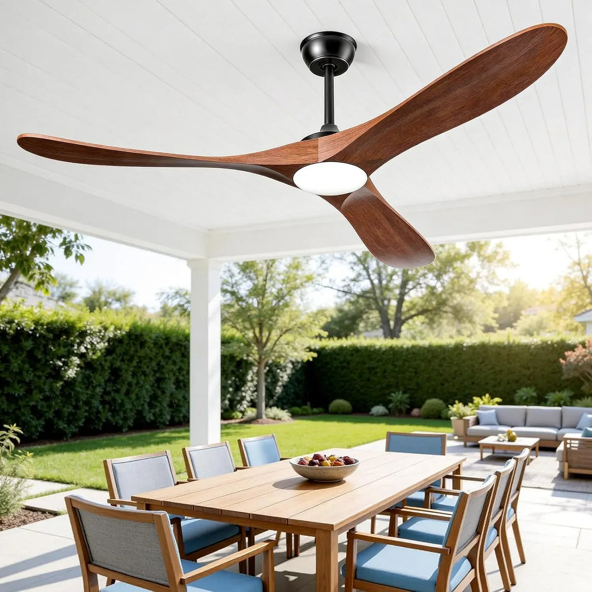 Ventilateur, extérieur, 3 pales en bois massif, 2 entretoises pour terrasse