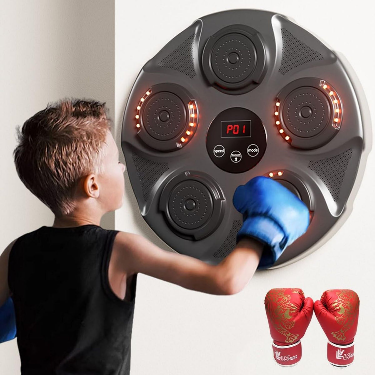 Machine de boxe musicale – montage mural, connexion Bluetooth